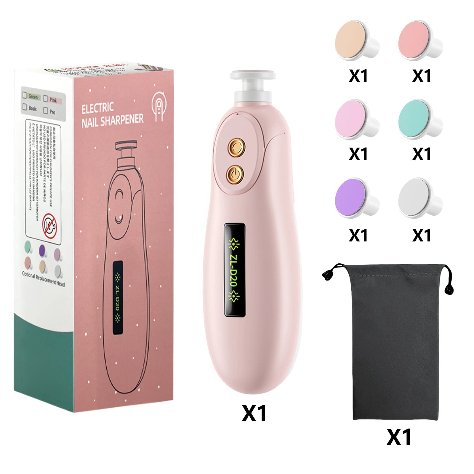 Baby Nail File Electric Baby Nail Care Set with LED Light, Baby Nail Trimmer for Newborn/Infants/Adults Toenails and Fingernail
