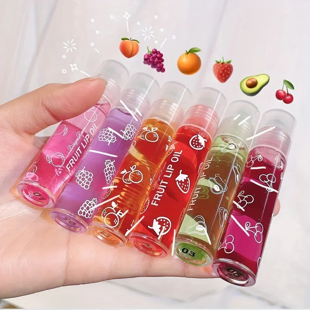 Fresh Fruit Roll-on Lip Balm Makeup Moisturizing Clear Grape Transparent Lip Oil Long Lasting Hydrating Lipstick Gloss Cosmetics
