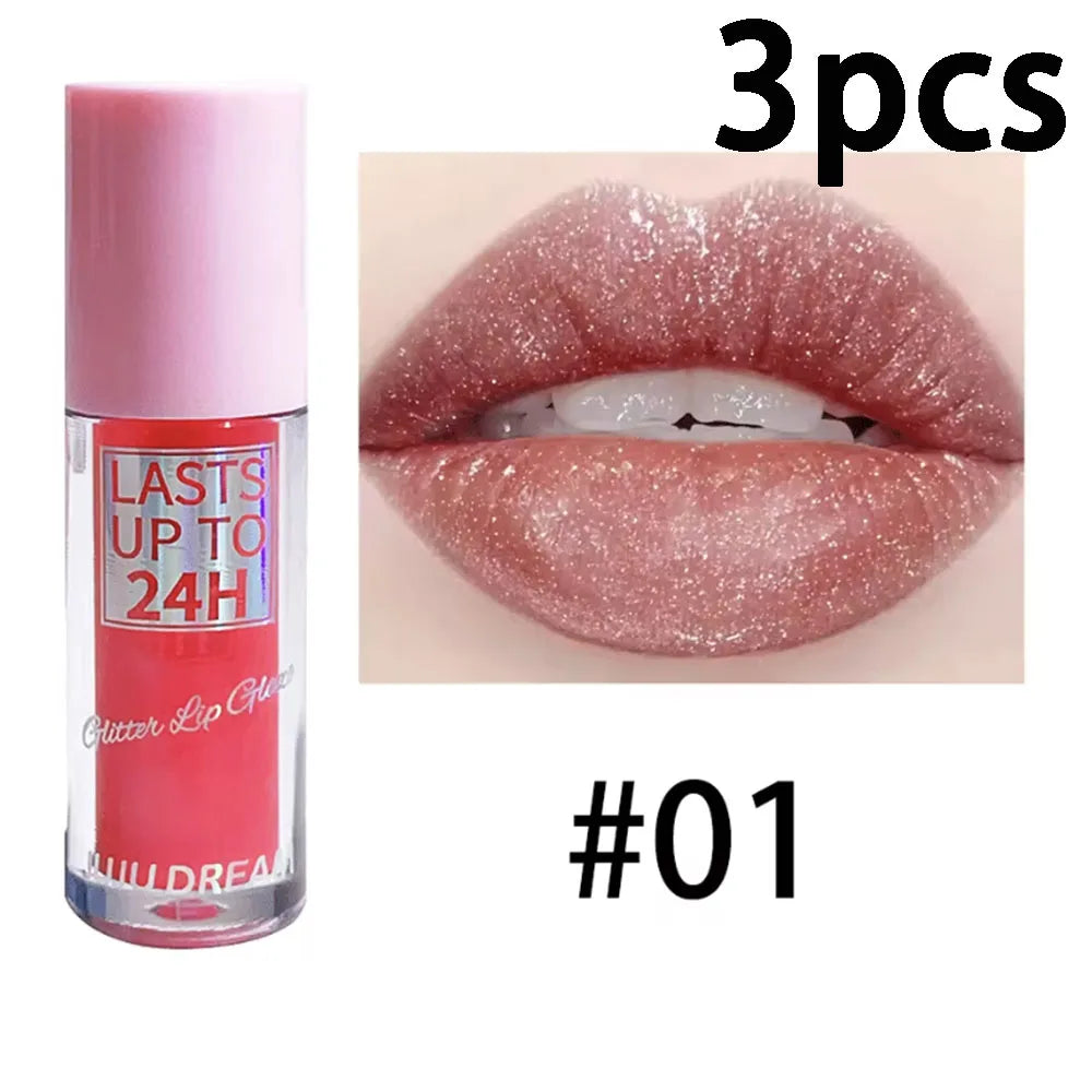 Flowing light Glitter Lip Glaze Long Lasting Lip Gloss Waterproof Liquid Lipstick Makeup Lip Oil Lip Tint Moisturizing