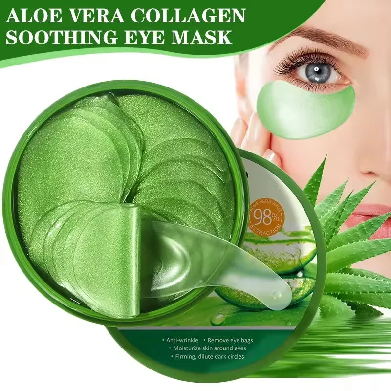 60pcs Aloe Vera Collagen Eye Mask Anti Dark Circles Removal Eyes Bags Moisturizing Firming Eye Patches Eyes Skin Care Products