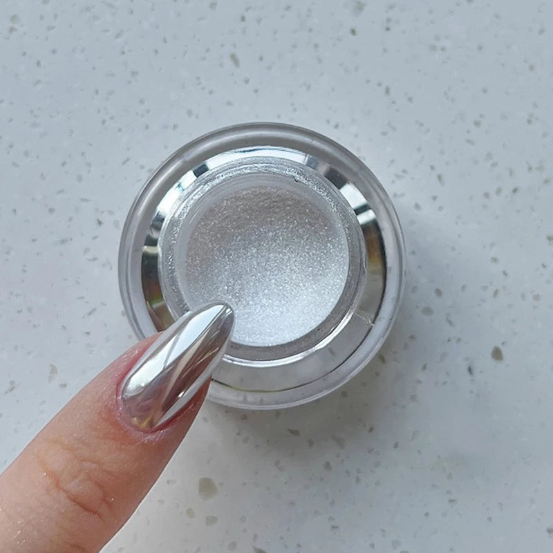 1Jars High-Gloss Plating Aurora Mirror Nail Powder Net0.5g Moonlight Pearl White Rubbing Powder Super-Shiny Manicure Chrome Dust
