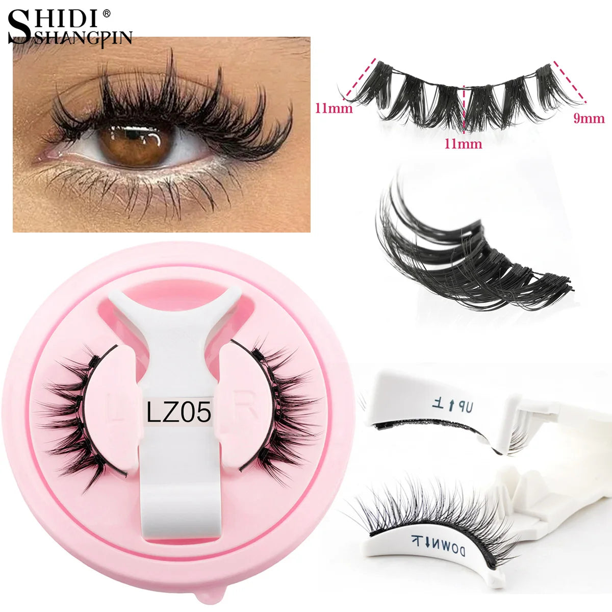 Reusable Magnetic Eyelashes 1 Pair Natural Curly Fluffy Magnetic False Eyelashes No Glue Needed Lashes Makeup with Tweezer Set