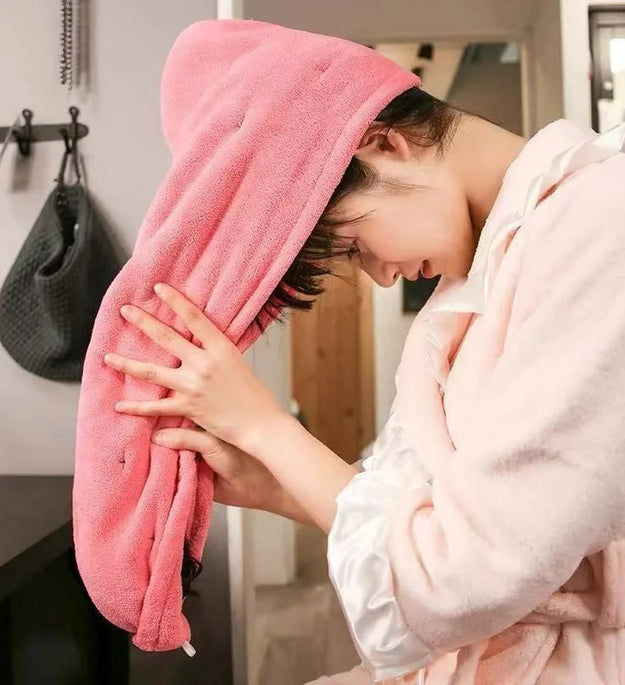 Hair Towel Wrap Fast Dry Hair Towel Super Absorbent Microfiber Coral Velvet Hair Drying Towel Quick Dry Hair Turban - BlissFully