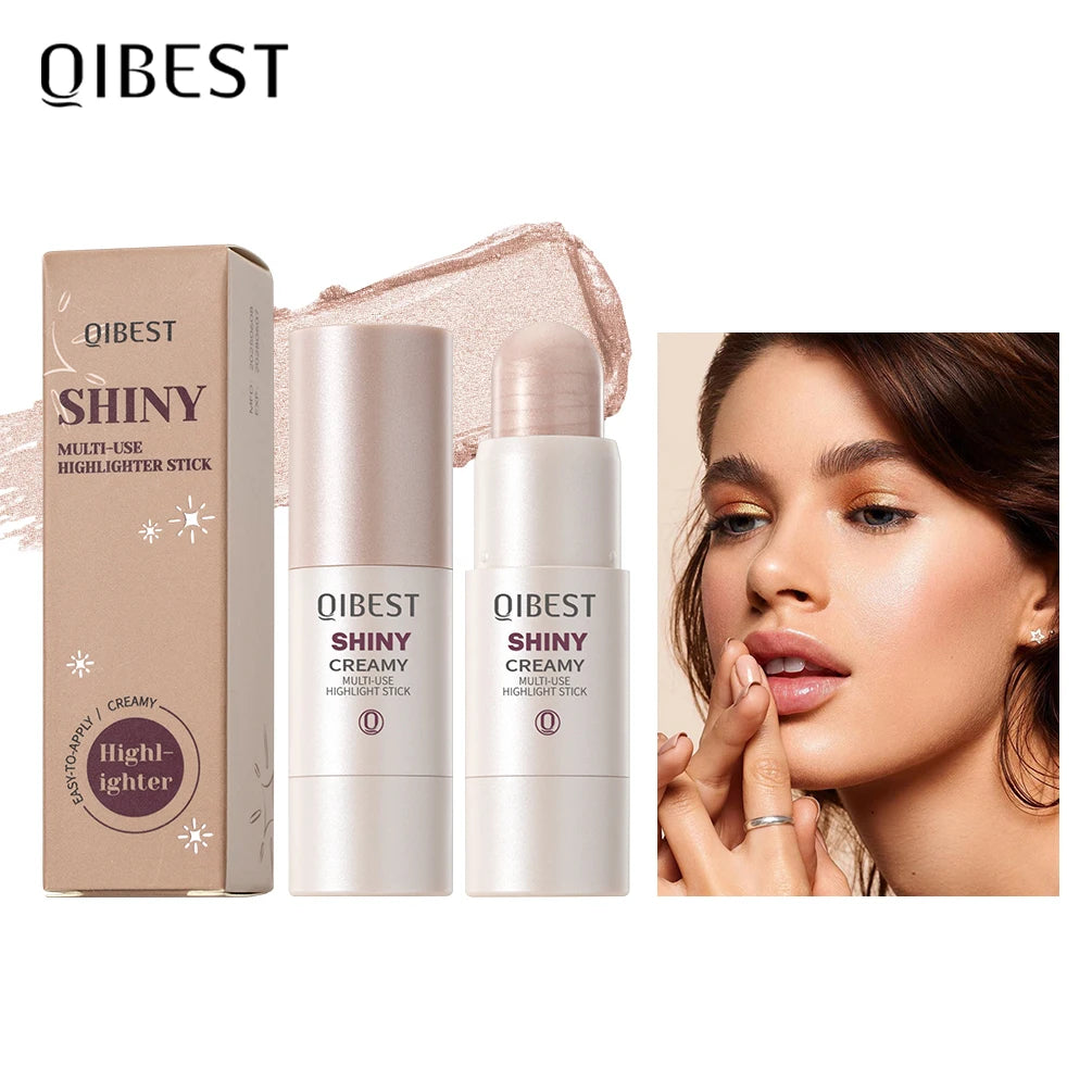 QIBEST 3-Color Pearl Shimmer Highlighter Stick Clear and Lively Watery Glow Moisturizing Face Highlighter Stick
