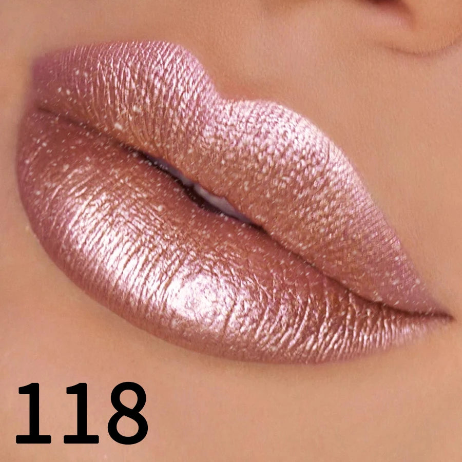 19 colors glitter lipstick hydrating red pink sparkling shine lip color highly pigmented lip tints metallic finish lip makeup