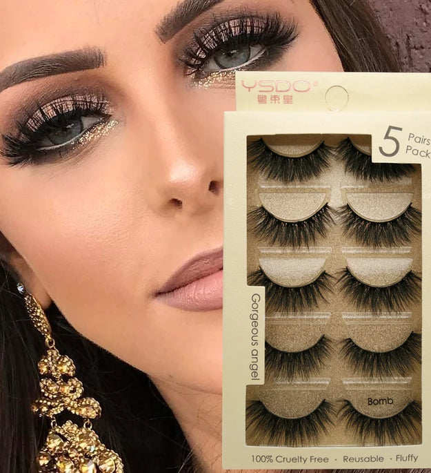 YSDO 3/5 Pairs 3D Mink False EyeLashes Winged Lashes Thick EyeLashes Makeup Fake EyeLashes Volume Lash Dramatic Mink EyeLashes