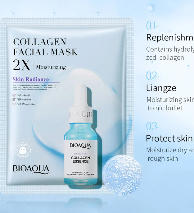 20pcs BIOAQUA Centella Collagen Face Mask Moisturizing Refreshing Sheet Masks Hyaluronic Acid Facial Mask Skin Care Products