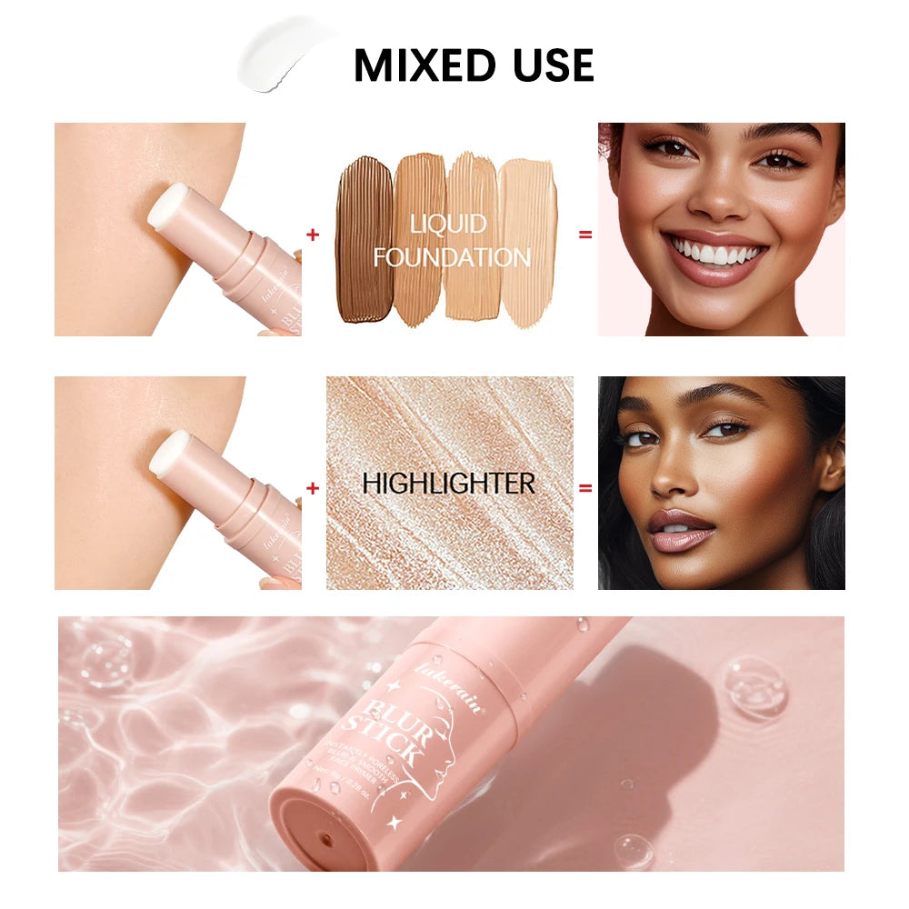 Blur Stick Invisible Pore Primer Moisturizing Face Primer Makeup Base Oil-control Water & Sweat Resistant Matte Barrier Primer