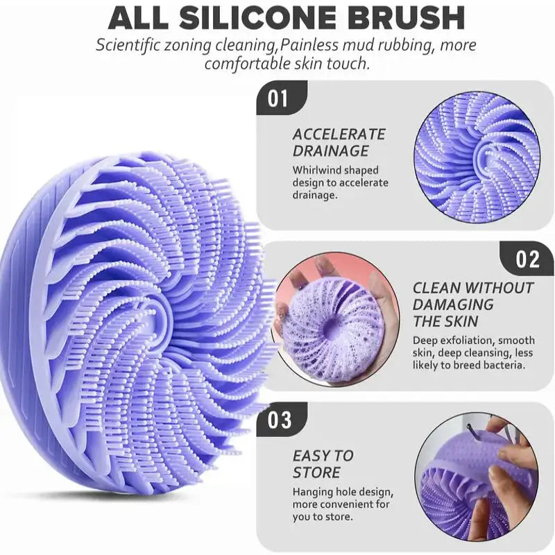 Silicone Body Scrubber Loofah Double-Sided Bath Brush Shower Scrubber And Scalp Massager Shampoo Brush For Kids Women Men