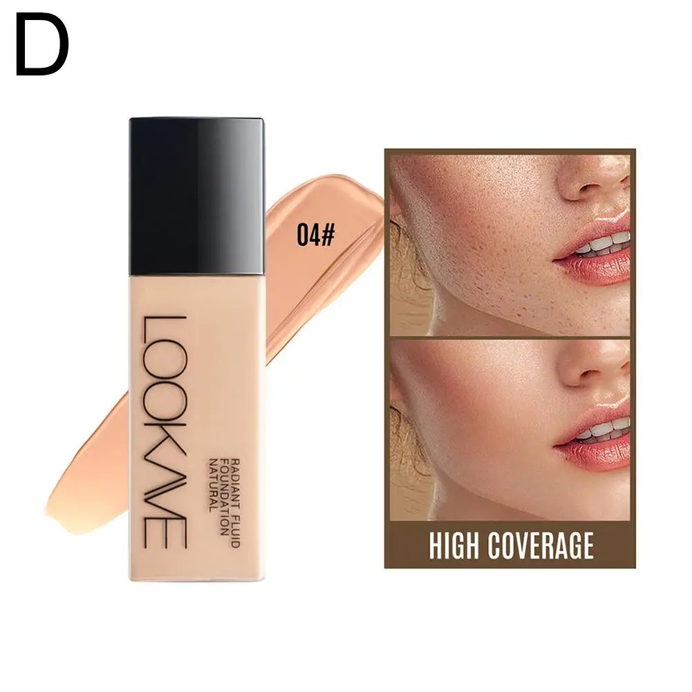 LOOKAVE Liquid Foundation Long Lasting Full Coverage Matte Cream CC Foundation Makeup Concealer Natural Liquid Base Moisturizing