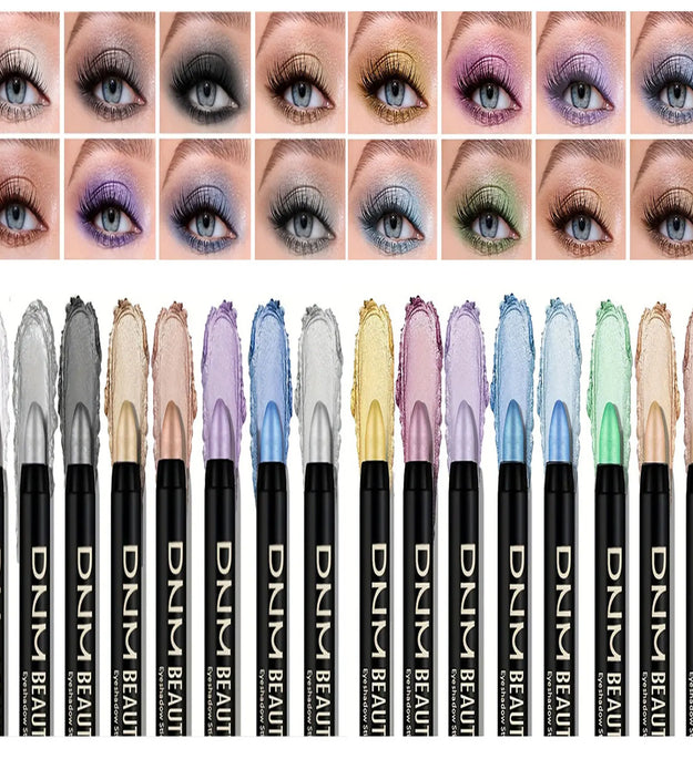 16 Colors Pearlescent Eyeliner, Color Glitter Waterproof Long-Lasting Eye Makeup Non-smudge Eyeliner