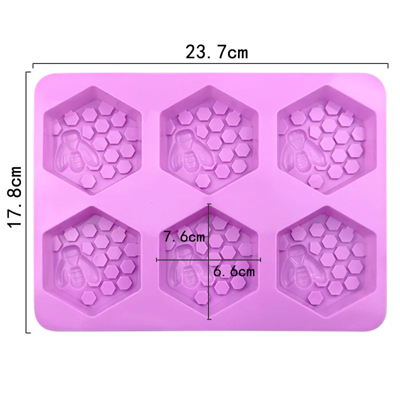 Honeycomb Soap Mold 3D Bumble Bee Stamp For Handmade Lotion Bars Honeybee Wax Melts Bath Bomb Chocolate Dessert Decoration Tools