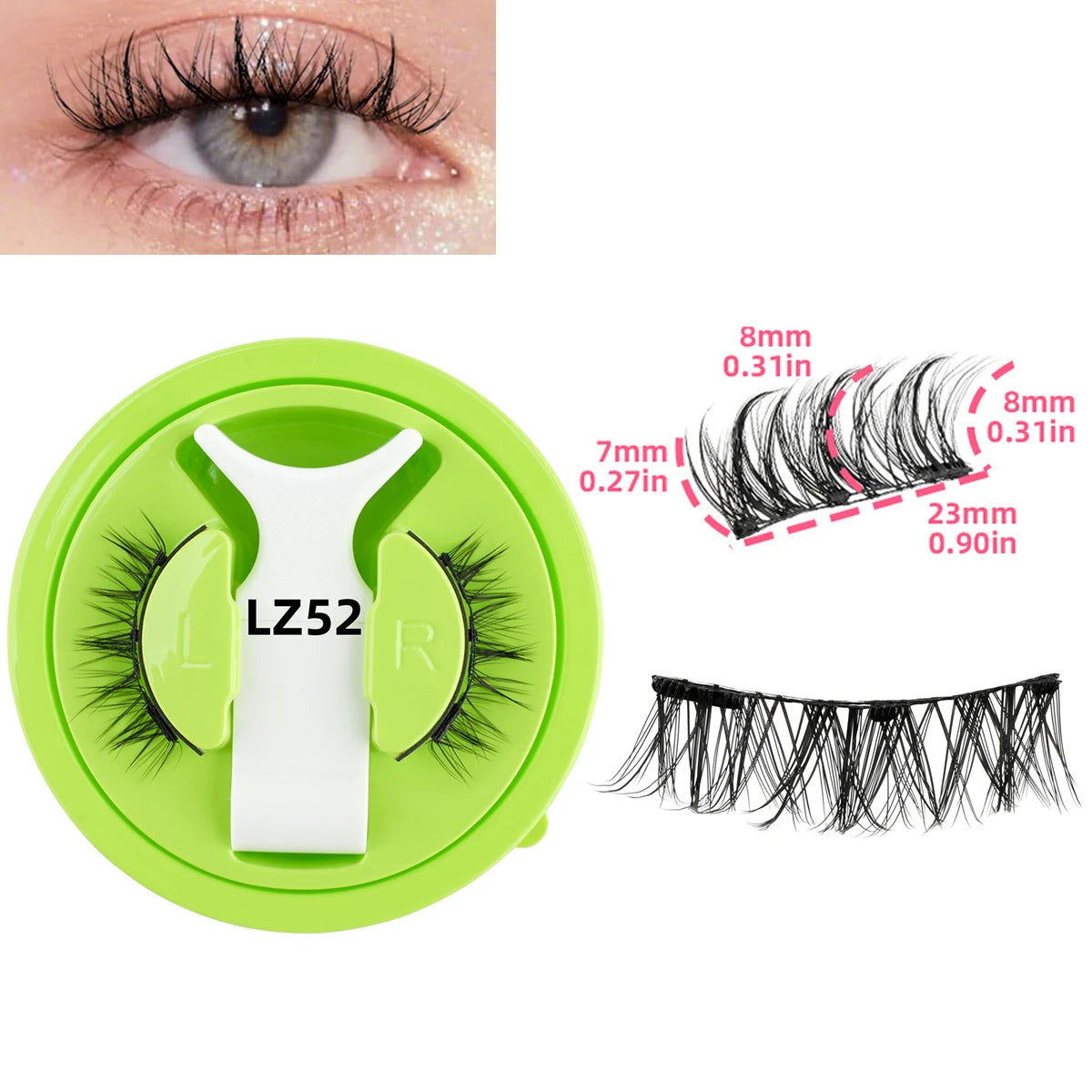 1 Pair Reusable Magnetic Lashes 3D Natural Fluffy Magnetic False Eyelashes No Glue Needed Lashes with Tweezer Set Make up Tools