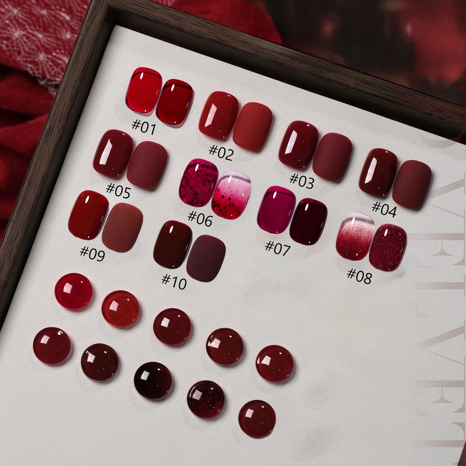 12ML 1-21PCS Winter And Autumn Whitening Red Glass Bead Cat Eye Magnet Gel Nail Polish Christmas Nails Nail Set Nail Art