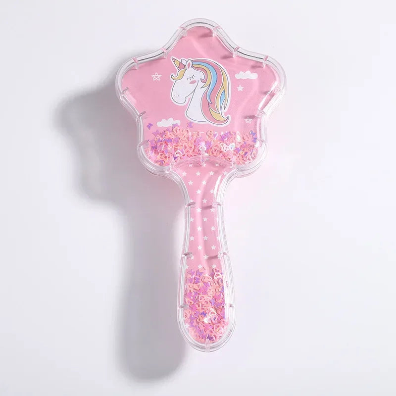 New Cartoon Air Cushion Massage Comb Star Shape Sequins Quicksand Anti-knot Combs for Baby Kids Comb for Curly Hair