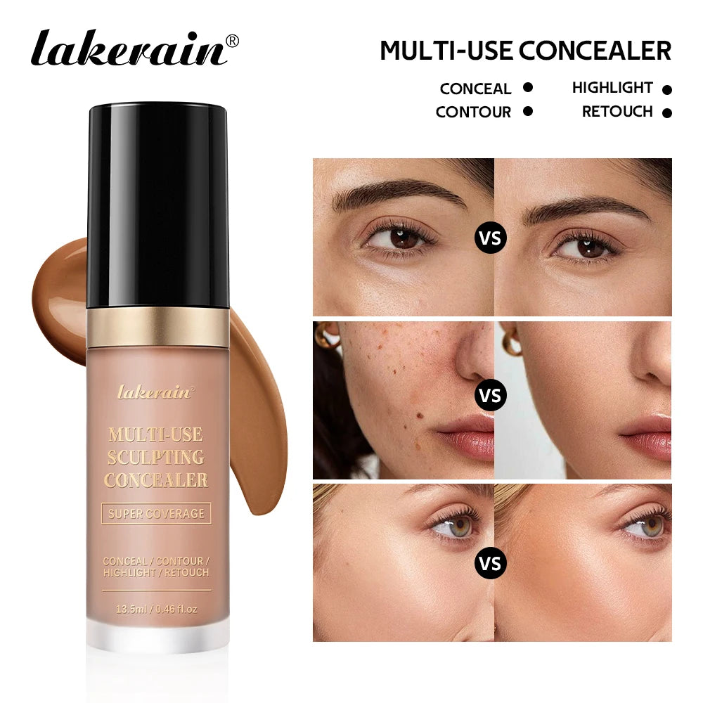 lakerain  5-Color Waterproof Concealer Matte High Coverage Oil-Control Foundation for Acne Scars and Dark Circles Cosmetics