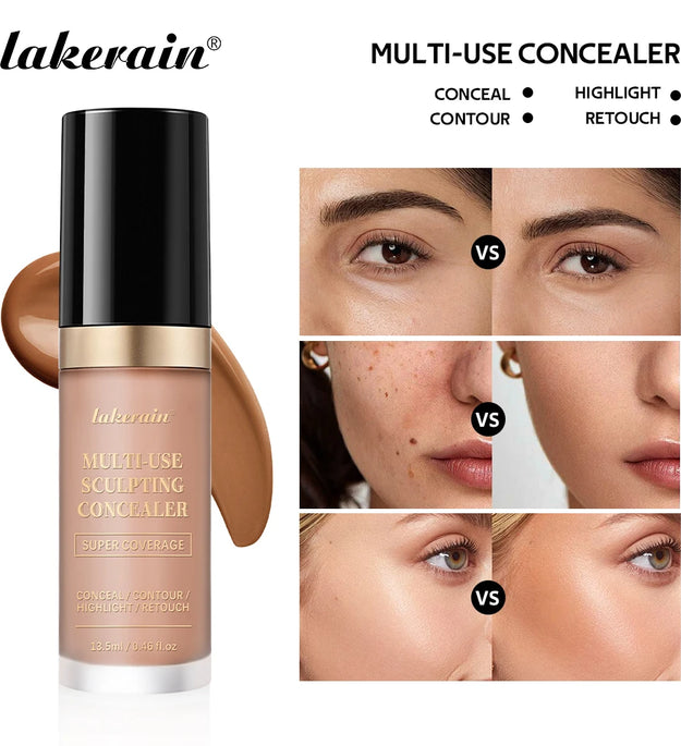 lakerain  5-Color Waterproof Concealer Matte High Coverage Oil-Control Foundation for Acne Scars and Dark Circles Cosmetics
