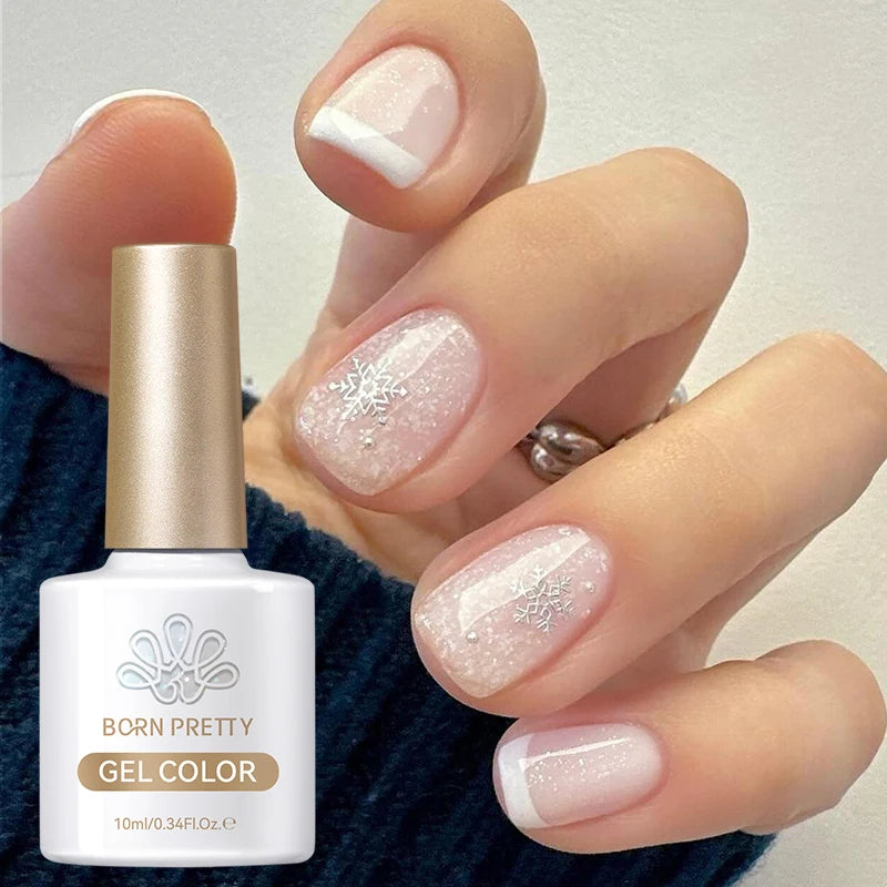 BORN PRETTY 10ml Snow Glitter Jelly Gel Polish Christmas Vernis Semi Permanent Nail Art Soak Off UV Gel Manicure Nail Supplies