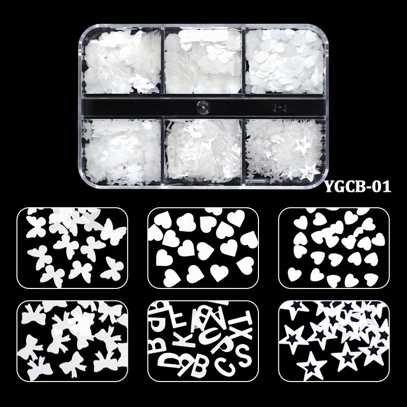 6Grids Holographic Square Nail Art Glitter Sequins Laser Ball Decoration Flakes Manicure Nails Supplies Professional Accessories