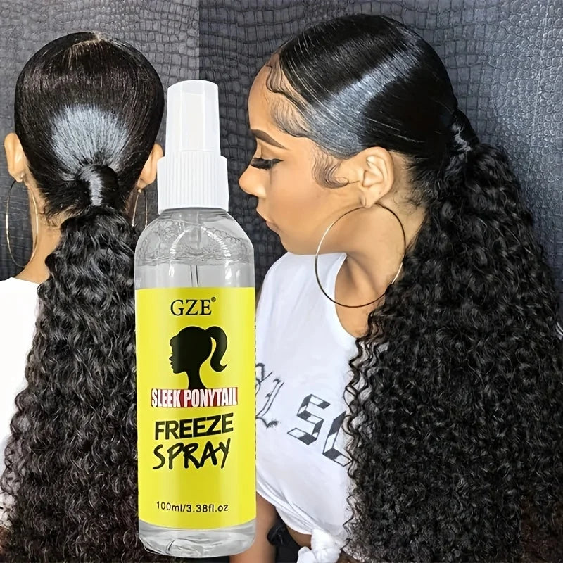 GZE Sleek Ponytail Freeze Spray - Long Lasting Hold, Frizz Control, and Shine - Non-Sticky Formula for Professional Looking - BlissFully