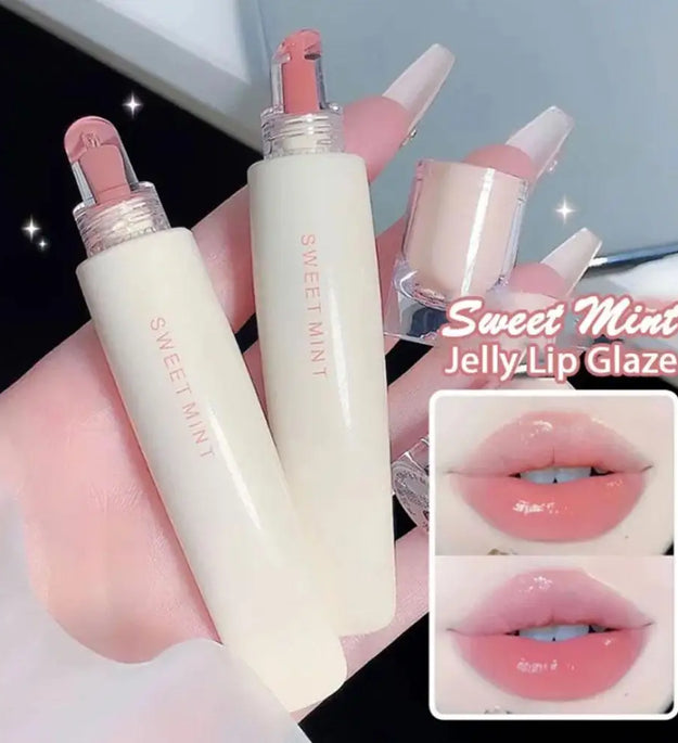 Sweet Mint Jelly Lip Glaze Non-stick Lip Tint Lasting Cosmetic Liquid Lip Moisturizing Crystal Lipstick Korean Glass Gloss