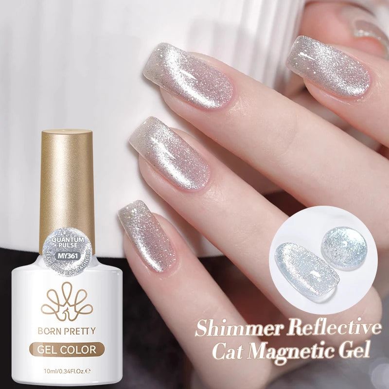 BORN PRETTY 10ml Cat Magnetic Gel Sparkling Ultra Gold Glitter Soak Off UV LED Gel Nail Art Varnish Manicure Valentine's Day