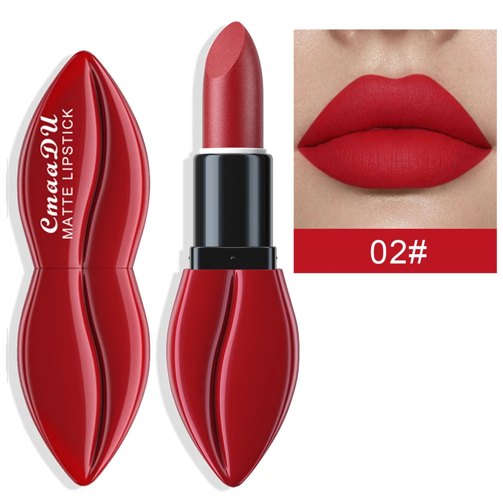 1pcs Matte Lip Gloss Lipstick, High Pigment Waterproof Velvet Long Lasting, Deep Red, Nude, Y2K Christmas Valentine's Day Gifts