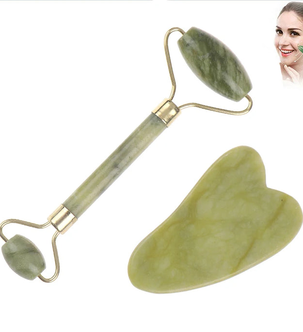 Natural Rose Jade Roller Face Massage Gua Sha Board Jade Massager Body Facial Eye Scraping Acupuncture Face Lift