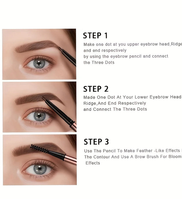 Waterproof Matte Eyebrow Pen Makeup Double Head Lasting Brown Non-Smudged Eye Brow Pencil Tint with Brush Cosmetics
