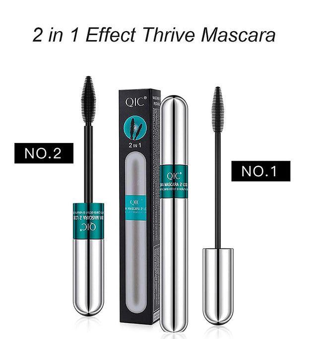 Double In-one Mascara Silk Fiber Mascara Waterproof Mascara for Eyelash Extension Black Thick Lengthening Eye Lashes Cosmetics