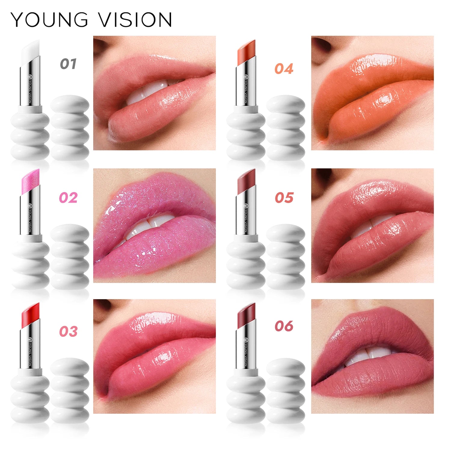 YOUNG VISION 6 Colors Fine Shimmer Nourishing Light Lipstick Long Lasting Colors Easy to Apply Lip Moisturizing Lipstick