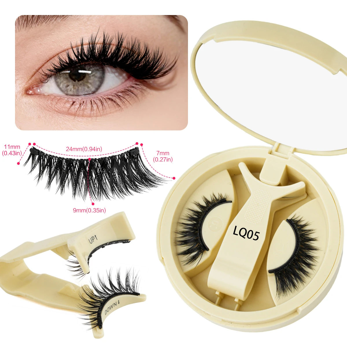 YSDO Soft Magnetic Eyelashes No Glue Needed 1 Pair Natural Short 3D False Lashes Reusable Easy Apply Magnetic Lashes Kit Makeup