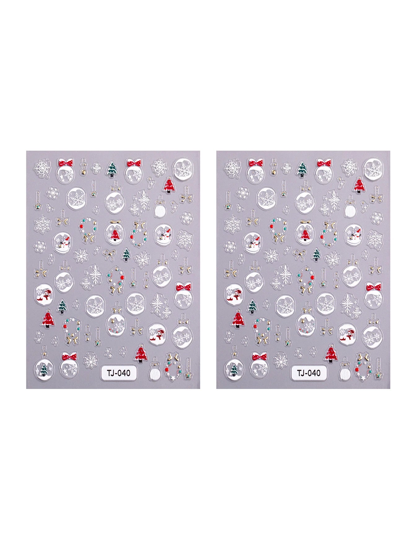 1/2pcs Winter Christmas Ball Snowflake Nail Stickers 5D Relief White Hollow Christmas Celebration Nail Stickers Decorations