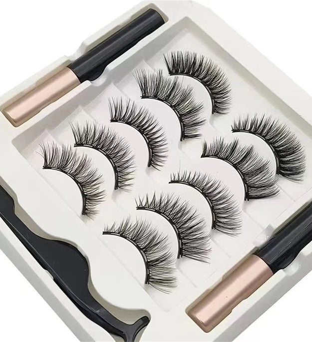 5 Pairs 5 Magnetic Eyelashes Eyeliner Tweezers Set 3D Mink Eyelashes Natural Artificial False Lashes