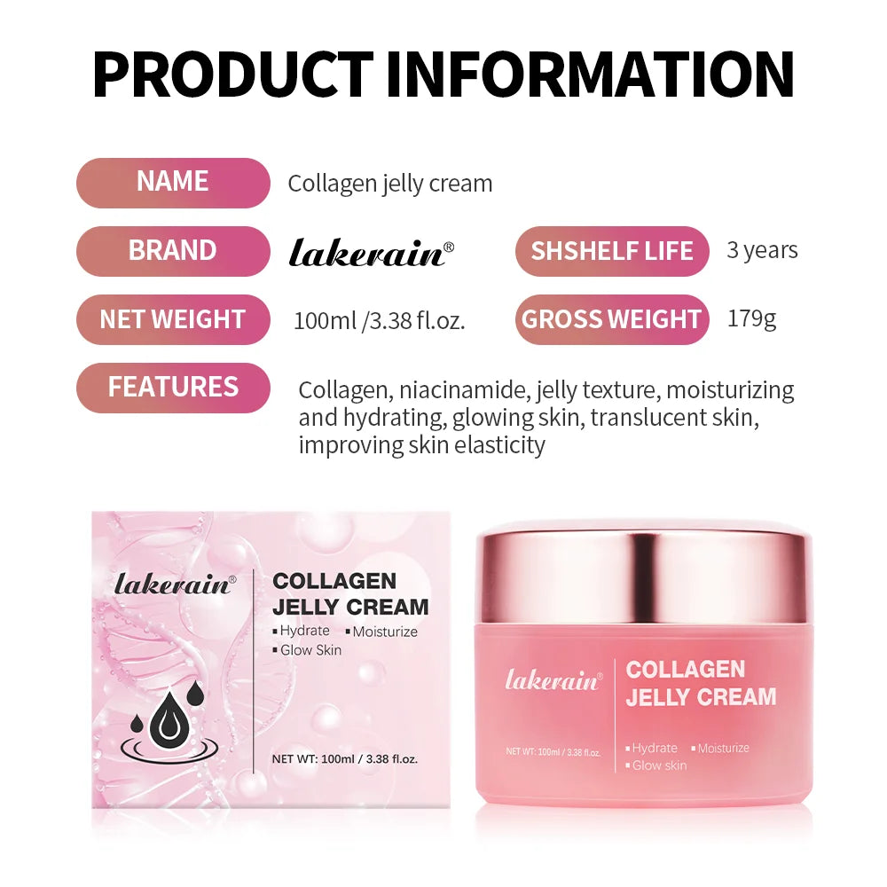 Moisturizing Collagen Jelly Cream Niacinamide Hydrolyzed Collagen Tightening Soothing Anti-Aging Firmness Hydration Skincare - BlissFully