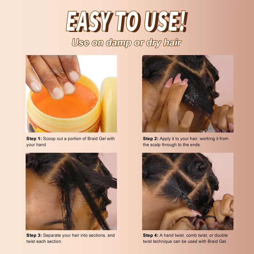 Edge Control Gel Set Hair Braiding Gel Biotin Anti Break Hair Wax Non-Greasy Hair Styling Cream Anti-Frizz Wax Stick For Wig - BlissFully