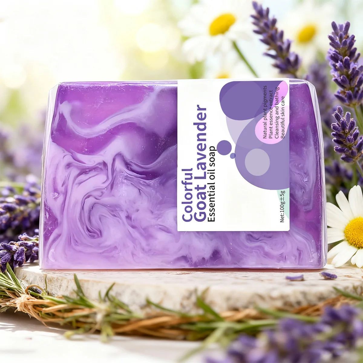 Colorful Lavender Essential Oil Soap Handmade Glycine Facial Cleansing Bath Soap Transparent Whitening Flower Soap