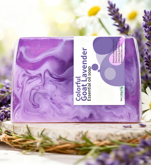 Colorful Lavender Essential Oil Soap Handmade Glycine Facial Cleansing Bath Soap Transparent Whitening Flower Soap