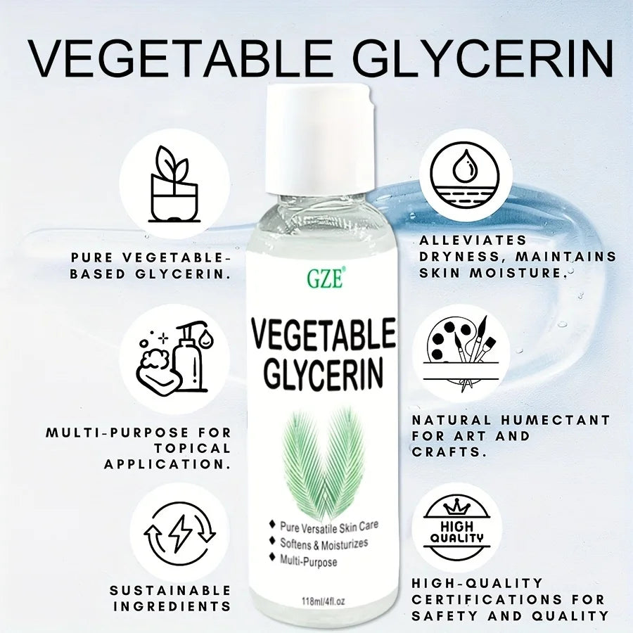 GZE Vegetable Glycerin, 100% Pure, Versatile Skin Care, Softening and Moisturizing, Multi-PURPOSE AND VERSATILE SKIN CARE - BlissFully