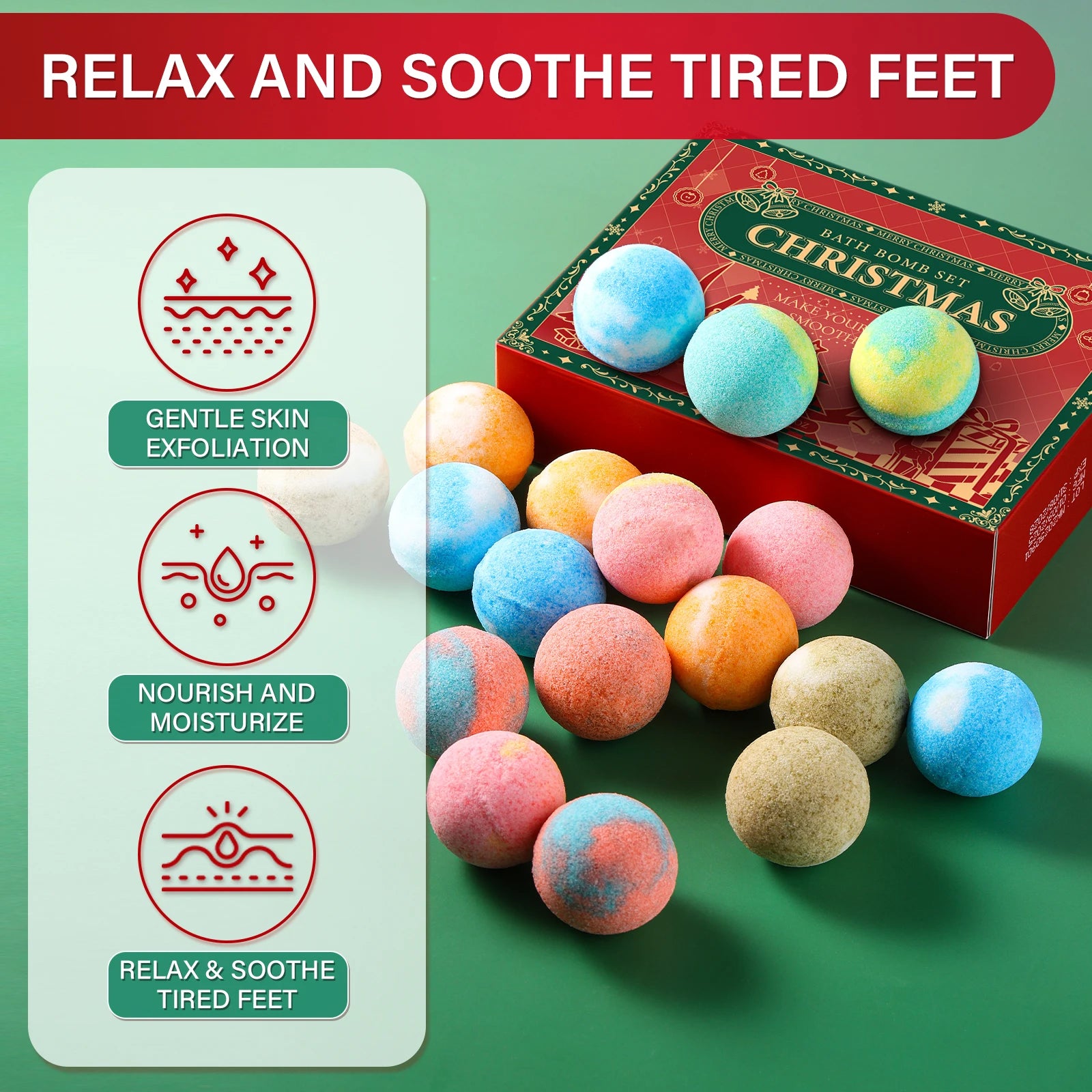 Sea salt bath ball Christmas gift box set, fragrance bathroom, healing and regulating skin oil secretion