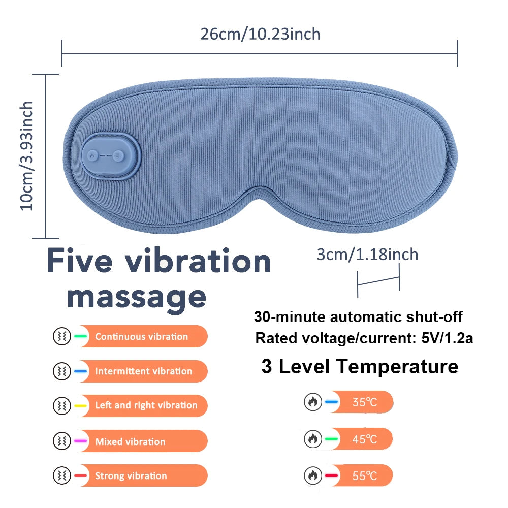 Hot Compress Eye Mask USB 6 Vibration Massage Dry Eyes Relief Heated Steam Eyemask with Remote Control For Sleeping Office
