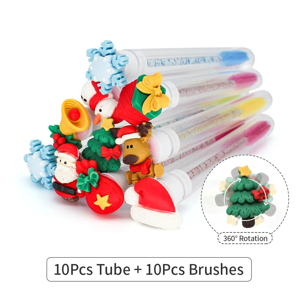 Christmas Eyelash Brush Tubes With Lash Reusable Mascara Wands Replaceable Makeup Applicators Dust-proof Lash Extension Supplies