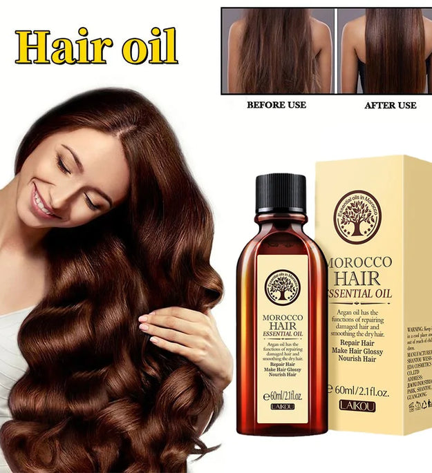 Laikou Argan Hair Oil Essential Oil Natural Anti-hair Loss Prevent Hair Dry Soft Nourishing Frizz Damaged Repair Care 60ml