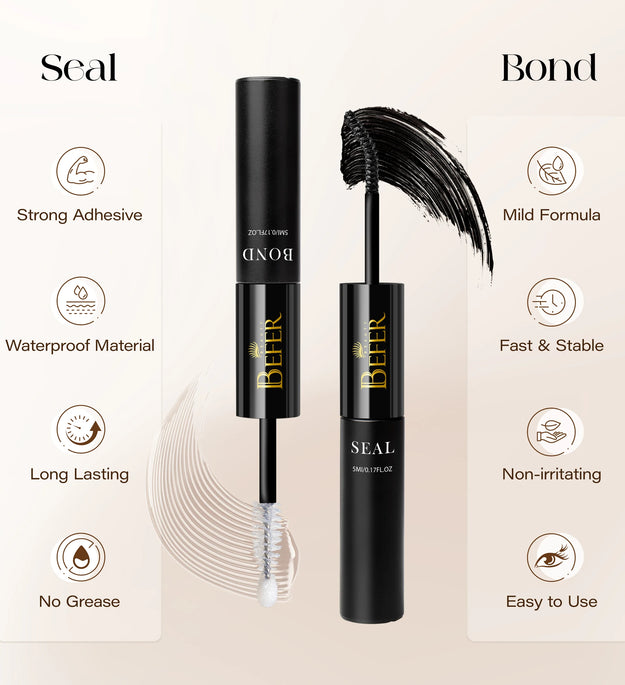 BEFER Glue For Eyelashes 2in1 Lash Bond And Seal Eyelash Glue+Eyelash Remover Waterproof Eyelashes Adhesives Strong Fixed Lash