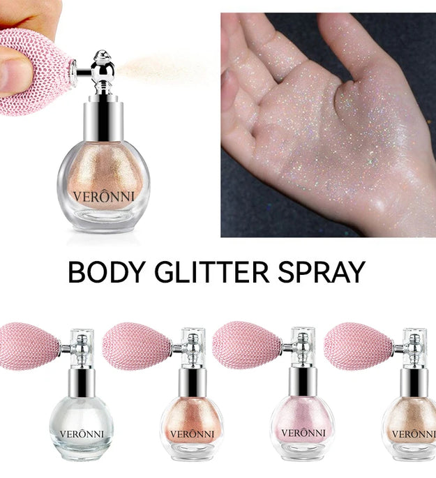 High Gloss Body Diamond Shimmering Spray Powder Highlight Powder Makeup Suitable for Facial and Body Skin Hair Clothes Cosmetics
