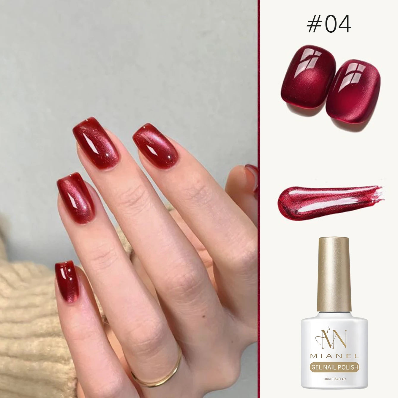 12ML 1-21PCS Winter And Autumn Whitening Red Glass Bead Cat Eye Magnet Gel Nail Polish Christmas Nails Nail Set Nail Art