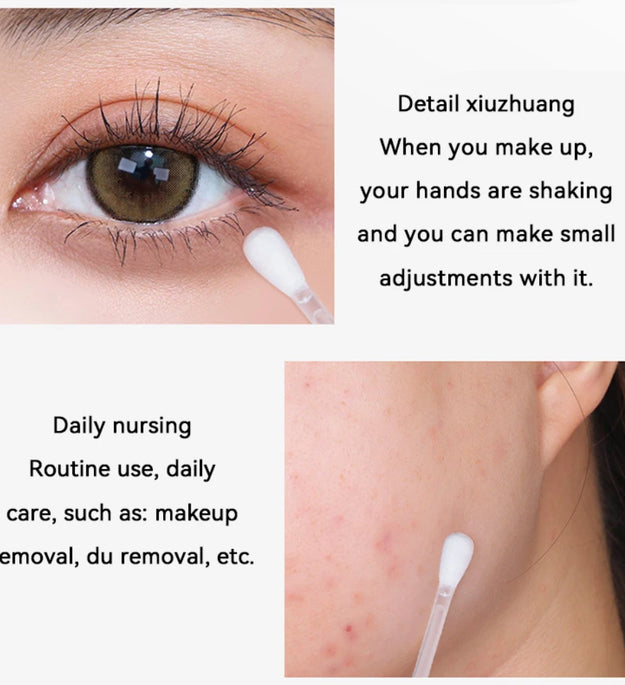 ikAllANT Makeup Remover Cotton Swabs - 25 pieces-Pre-soaked with Cleansing Liquid, Foldable for Instant Use, Beauty Cleaning,