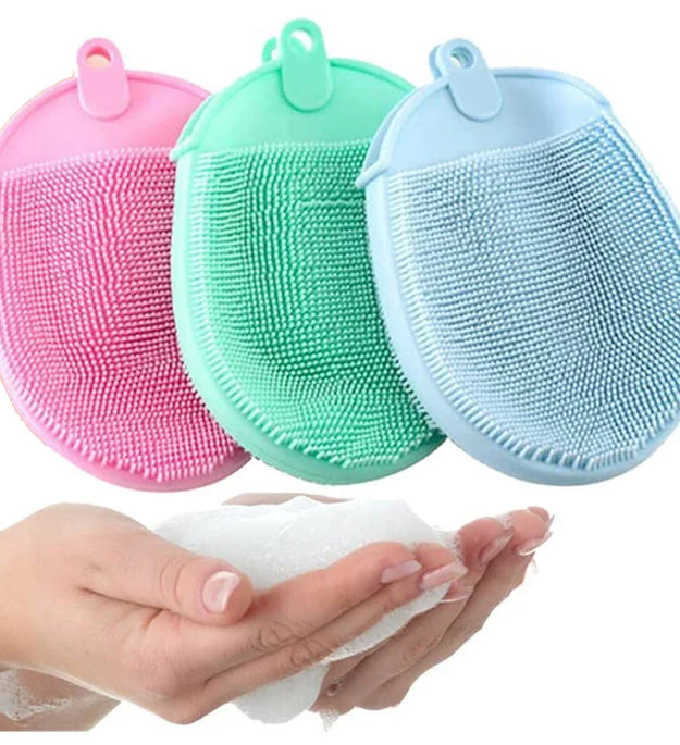 Baby Showers Hook Soft Exfoliating 1pcs Silicone Massage Bath Brush with Bath Gloves Cleaning Brush Remover Scrub Showers Bubble
