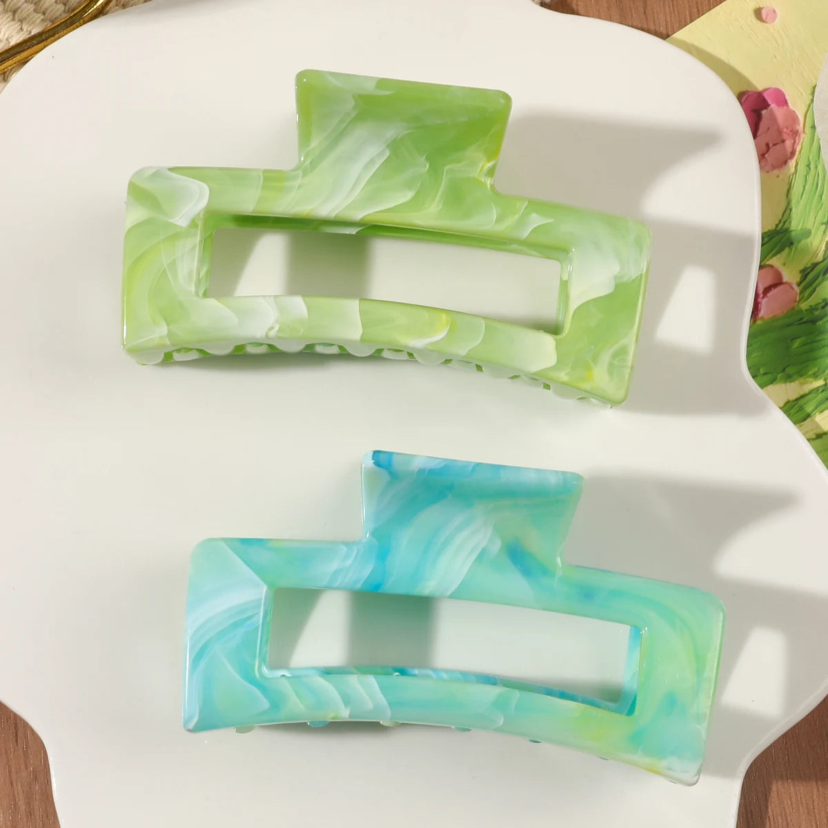 7 Pcs Big Hair Claw Clips 3.4" Non-slip Big Square Matte for Women Girls, Strong Hold Banana Clips for Thick Thin Hair - BlissFully