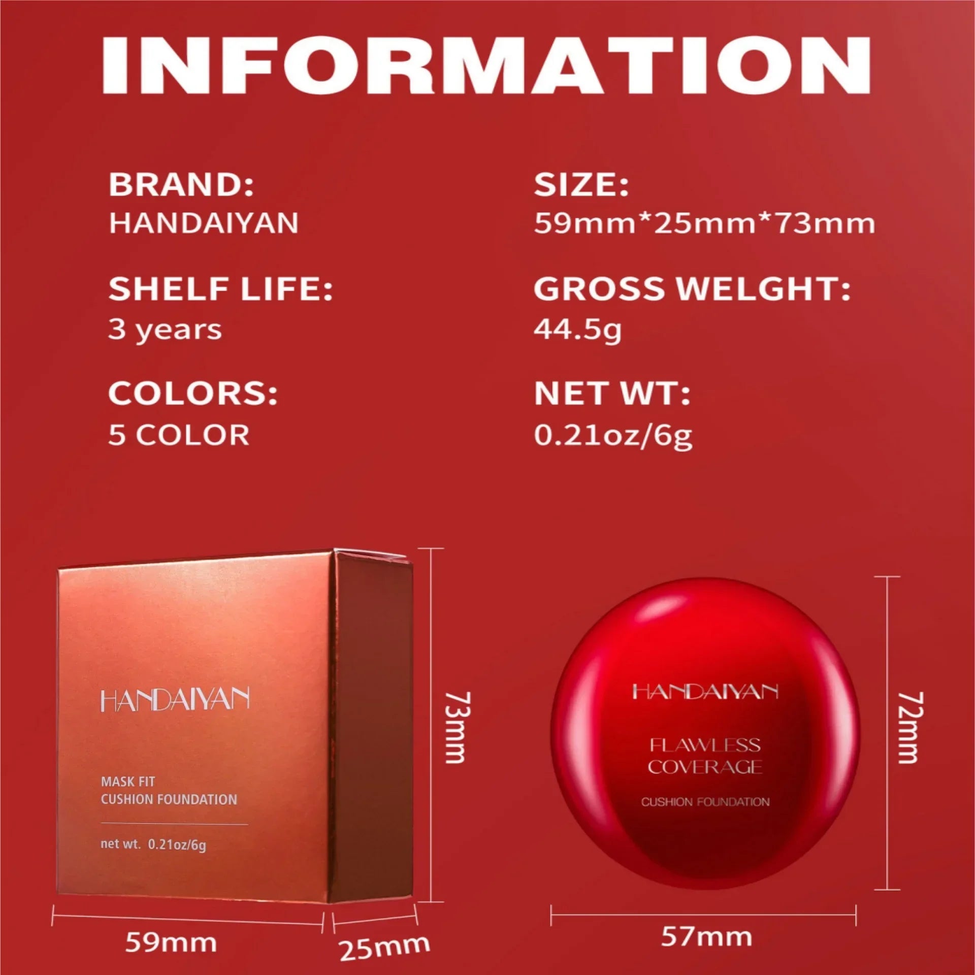 Korean Air Cushion Foundation - Light Natural Moisturizing Concealer Whitening Oil-Control Women's Long-lasting Makeup Base